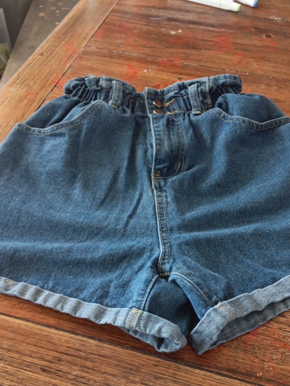 Plaid & Plain Womans Light Blue Cotton Shorts